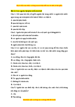 Trắc nghiệm Bài 23 Địa lí 10 Chân trời sáng tạo: Nguồn lực phát triển kinh tế