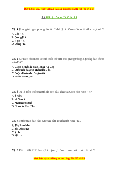 Trắc nghiệm Bài 6 Lịch sử 9: Bài tập Các nước Châu Phi