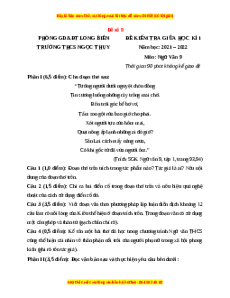 Đề thi giữa kì 1 Ngữ văn 9 - Đề 9