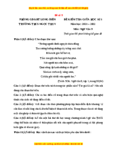 Đề thi giữa kì 1 Ngữ văn 9 - Đề 9