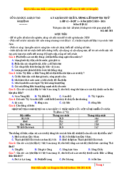 Đề thi thử Địa Lí Sở Nghệ An lần 1 năm 2021