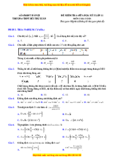 Bộ 7 đề thi giữa kì 1 Toán 11 Hà Nội có đáp án