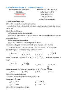 Đề thi giữa kì 1 Toán 9 Cánh diều (Đề 3)