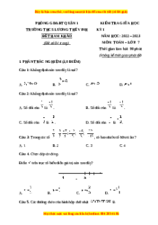 Đề thi giữa kì 1 Toán 7 Chân trời sáng tạo Trường THCS Lương Thế Vinh - TP HCM