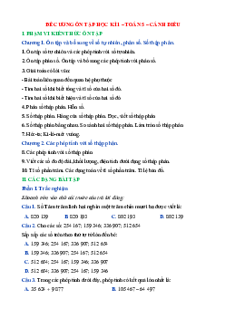 Đề cương ôn tập cuối học kì 1 Toán lớp 5 Cánh diều