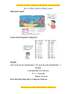 Giải Sgk Toán lớp 3 Bài 11: Bảng nhân 8, bảng chia 8 (Kết nối tri thức)