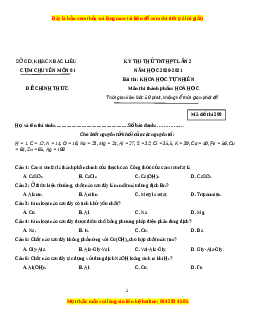 Đề thi thử Hóa Học Sở Bạc Liêu lần 2 năm 2021