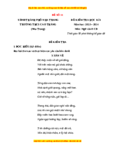 Đề thi cuối kì 1 Ngữ văn 8 Cánh diều - Đề 11