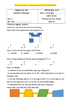 Đề thi cuối kì 2 Toán lớp 4 Chân trời sáng tạo - Đề 15