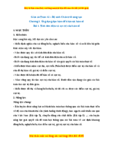 Giáo án Tính đơn diệu và cực trị của hàm số Toán 12 Chân trời sáng tạo