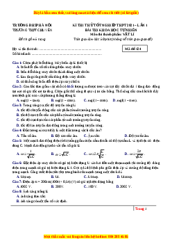 Đề thi thử Vật Lí trường Chuyên ĐH Sư Phạm năm 2021
