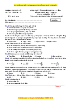 Đề thi thử Vật Lí trường Chuyên ĐH Sư Phạm năm 2021