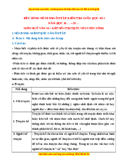 Đề cương ôn tập giữa kì 1 Ngữ văn 10 Kết nối tri thức