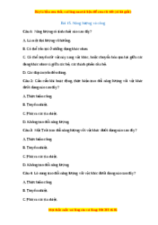 Trắc nghiệm Năng lượng và công Vật lí 10 Chân trời sáng tạo