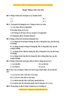 Trắc nghiệm Động cơ điện một chiều Vật lí 9