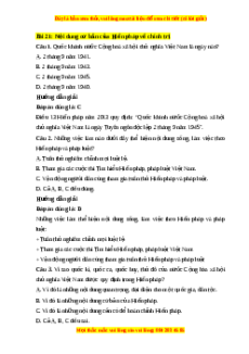 Trắc nghiệm KTPL 10 Bài 21 Chân trời sáng tạo: Nội dung cơ bản của Hiến pháp nước Cộng hòa xã hội chủ nghĩa Việt Nam năm 2013 về chính trị