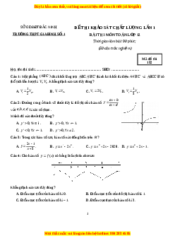 Đề thi thử Toán trường Gia Bình 1 năm 2021