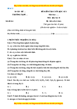 Đề thi cuối kì 1 Hóa Học 11 Kết nối tri thức - Đề 3