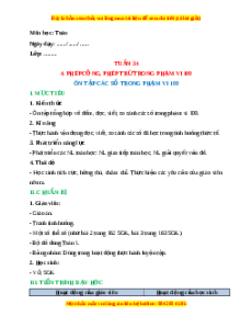 Giáo án Ôn tập các số trong phạm vi 100 Toán lớp 1 Cánh diều