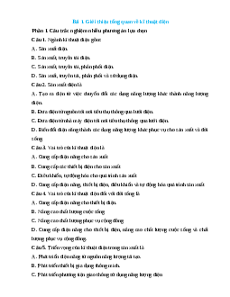 Trắc nghiệm Bài 1: Giới thiệu tổng quan về kĩ thuật điện Công nghệ 12 Điện-Điện tử Kết nối đúng sai, trả lời ngắn 2025