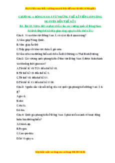 Trắc nghiệm Bài 10 Lịch sử 6 Cánh diều: Sự ra đời và phát triển của các vương quốc ở Đông Nam Á