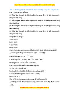 Trắc nghiệm Enthalpy tạo thành và biên thiên enthalpy của phản ứng hóa học Hóa học 10 Chân trời sáng tạo