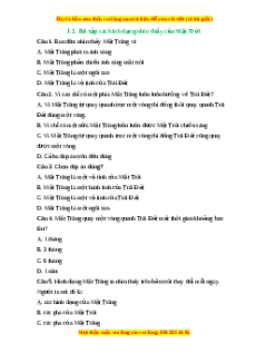 Trắc nghiệm Các hình dạng nhìn thấy của Mặt Trăng KHTN 6 Cánh diều