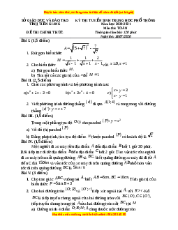 Đề thi vào 10 môn Toán tỉnh Tiền Giang (Hệ không chuyên) năm 2021