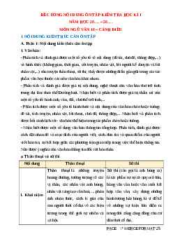 Đề cương ôn tập cuối kì 1 Ngữ văn 10 Cánh diều