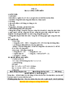 Giáo án Công suất điện Vật lí 9