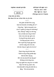 Đề thi Cuối kì 1 Ngữ văn 9 Kết nối tri thức 2024 (Đề 3)