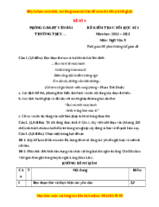 Đề thi cuối kì 1 Ngữ văn 9 - Đề 6