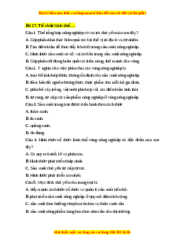 Trắc nghiệm Bài 27 Địa lí 10 Chân trời sáng tạo: Tổ chức lãnh thổ nông nghiệp, vấn đề và định hướng phát triển nông nghiệp