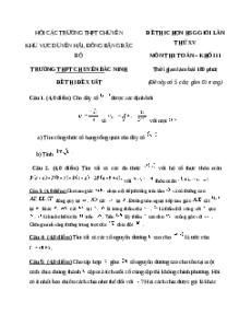 Đề thi HSG Toán 11 Trường THPT Chuyên Bắc Ninh