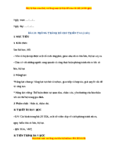 Giáo án Phòng tránh rủi ro thiên tai TNXH lớp 2 Chân trời sáng tạo