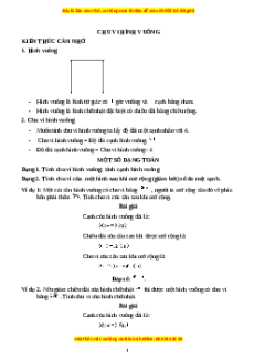 Chuyên đề Chu vi hình vuông Toán lớp 3 nâng cao Kết nối tri thức