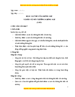 Giáo án Bài 6 Khoa học lớp 4 (Cánh diều): Vai trò của không khí và bảo vệ môi trường không khí