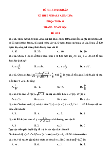 30+ Đề thi ĐGNL ĐHQG TP.HCM VACT phần Toán học