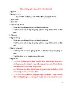 Giáo án Công nghệ chăn nuôi NLS 11 Kết nối tri thức Bài 8