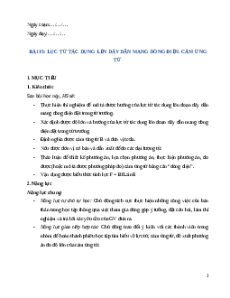 Giáo án Bài 15 Vật Lí 12 Kết nối tri thức (2025): Lực từ tác dụng lên dây dẫn mang dòng điện. Cảm ứng từ