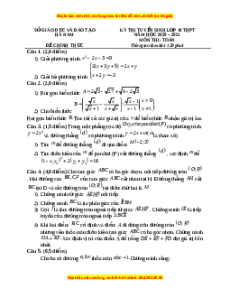 Đề thi vào 10 môn Toán tỉnh Hà Nam (Hệ không chuyên) năm 2021