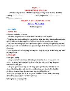 Giáo án Bài 21 Khoa học tự nhiên 9 Cánh Diều (2024): Alkene