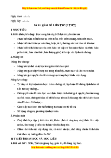 Giáo án Hàm số liên tục Toán 11 Cánh diều