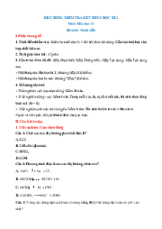 Đề cương Hóa học 11 Cuối kì 1 Cánh diều (có lời giải)