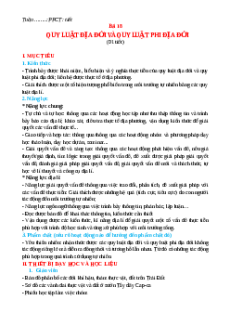 Giáo án Bài 18 Địa lí 10 Kết nối tri thức: Quy luật địa đới và quy luật phi địa đới
