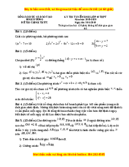 Đề thi vào 10 môn Toán tỉnh Bình Dương năm 2020