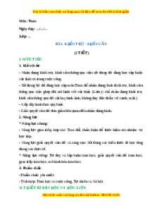 Giáo án Khối trụ - khối cấu Toán 2 Chân trời sáng tạo
