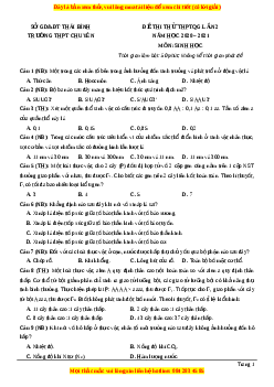 Đề thi thử Sinh Học trường Chuyên Thái Bình lần 2 năm 2021