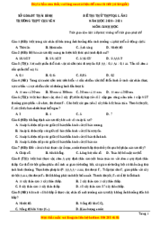 Đề thi thử Sinh Học trường Chuyên Thái Bình lần 2 năm 2021