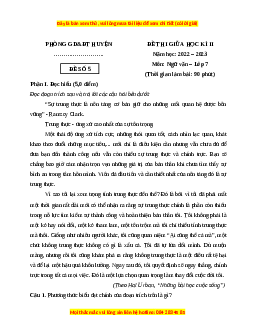 Đề thi giữa kì 2 Ngữ Văn lớp 7 Kết nối tri thức (Đề 5)